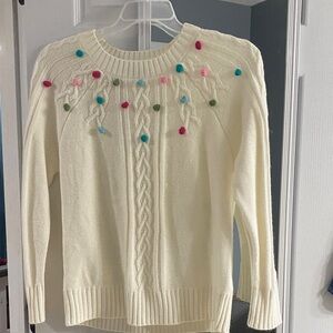 Cream Sweater with Colorful Accents